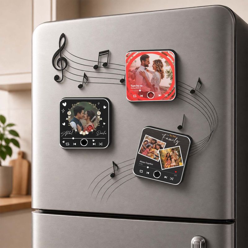 for Wife Husband Personalized Musical Fridge Magnet Custom with Photo & Song Audio Message Gift Rechargeable Sound Magnet